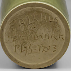 Palshus/Per Linneman Schmidt green haresfur glaze vase 1203   marks